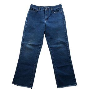 Lee Womens Jenas Size 14 Long Relaxed Fit Frayed Hem Blue Denim Straight Leg
